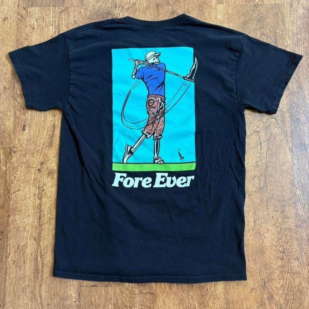 Fore Ever Golf Skeleton Graphic T-Shirt Mens Large Black Cotton Shortโ Sleeve